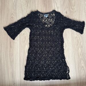 Muspie black crochet beach dress beach cover-up